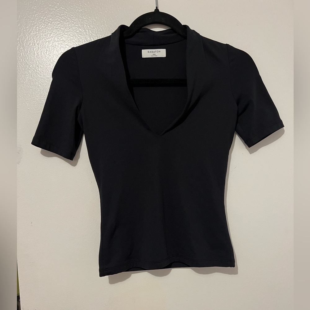 Babaton Elegant Black V-Neck Blouse